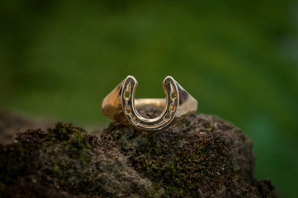 Horse Shoe Ring - 9ct Gold - Solid Shank
