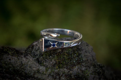 Nail Ring - Sterling Silver - Sapphire