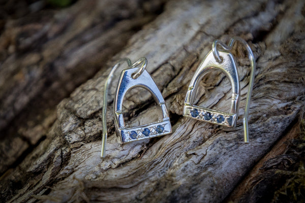 Stirrup Earrings - Sterling Silver - Sapphires
