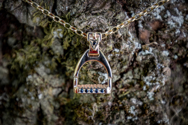 Stirrup Pendant - Small - 9ct Gold - Sapphires