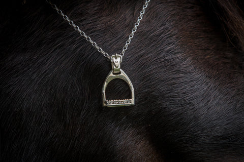 Stirrup Pendant - Sterling Silver - Large - Diamonds